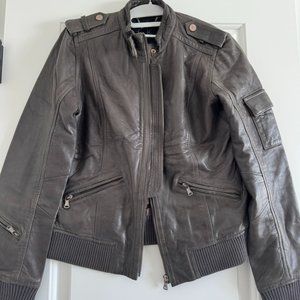 Calvin Klein Jeans Leather Moto/Bomber Jacket